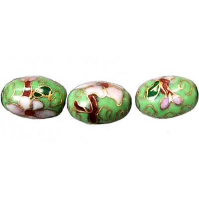 CLOISONNE RICE 12X18MM APPLE GREEN